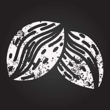 Siyah tebeşir dövmesi. Bir insan tarafından çizilmiş kahve çekirdekleri.