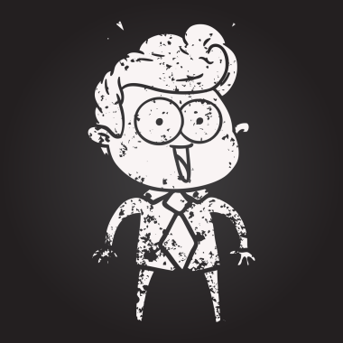 Bir insan tarafından çizilmiş kara tahta tebeşir çizgi filmi.