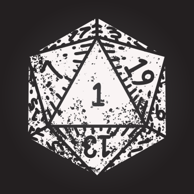 Kara tahta tebeşiri Siyah ve Beyaz Dövme Çizim Biçimi Doğal 1D20 zar bir insan tarafından çizildi