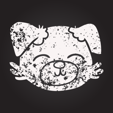 Bir insan tarafından çizilmiş kara tahta tebeşir köpek yüzü.