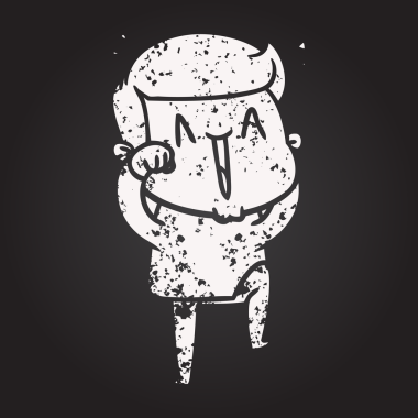 Tahta tebeşir karikatürü bir insan tarafından çizilmiş heyecanlı bir adam