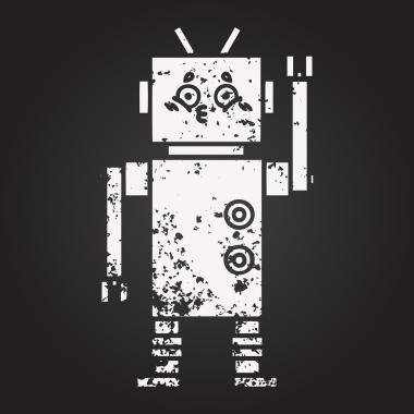 Bir insan tarafından çizilmiş bir robotun karikatürü.