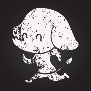 Bir insan tarafından çizilmiş kara tahta tebeşirle çizilmiş şirin bir fil.