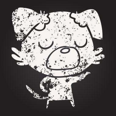 Bir insan tarafından çizilmiş karatahta tebeşirli köpek.