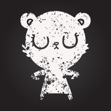 Karatahta tebeşiri bir insan tarafından çizilmiş barışçıl ayı yavrusu.