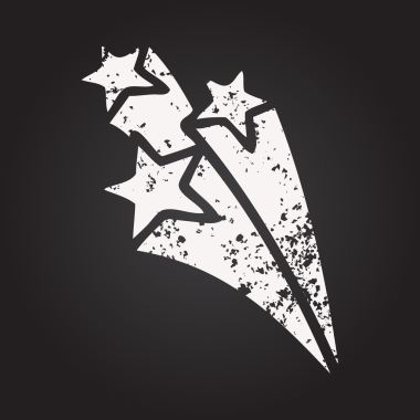 Kara tahta bir insan tarafından çizilmiş kayan yıldızın karikatürü.