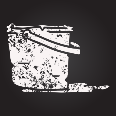 Bir insan tarafından çizilmiş karton tebeşir kovası.