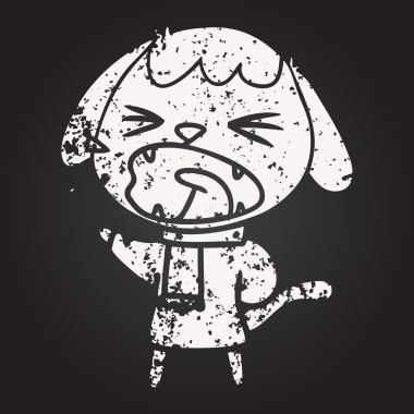 Bir insan tarafından çizilmiş kara tahta tebeşirle çizilmiş şirin bir köpek.