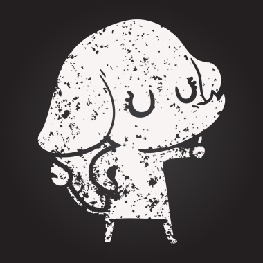 Bir insan tarafından çizilmiş kara tahta tebeşirle çizilmiş şirin bir fil.