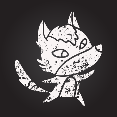 Bir insan tarafından çizilmiş kara tahta dostu çizgi film kurdu.