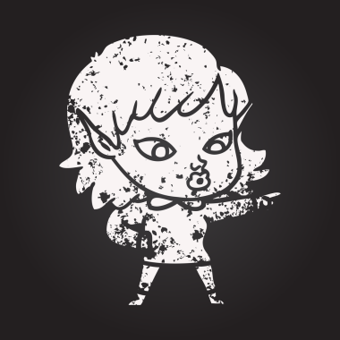 Kara tahta tebeşirle çizilmiş güzel elf kızı bir insan tarafından çizilmiş.