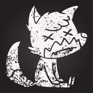 Bir insan tarafından çizilmiş karatahta karikatür ölü tilki