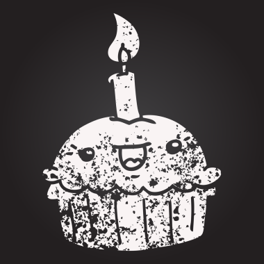 Karatahta tebeşirli kek. Bir insan tarafından çizilmiş mum.