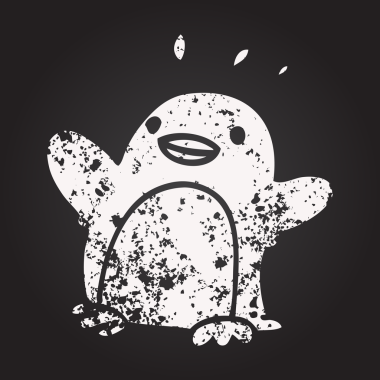 Karatahta tebeşirle çizilmiş bir insan tarafından çizilmiş karikatür noel pengueni