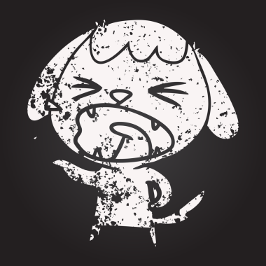 Kara tahta tebeşirle çizilmiş şirin köpek havlaması bir insan tarafından çizilmiş.