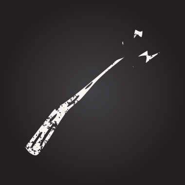 Bir insan tarafından çizilmiş kara tahta tebeşir çizgi film sihirli değneği