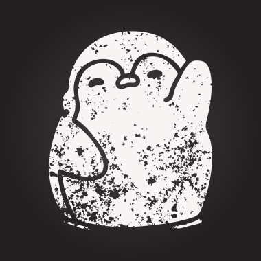 Bir insan tarafından çizilmiş şirin bir penguenin karatahta karalaması.