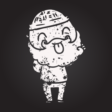 Sakallı tebeşirci bir insan tarafından çizilmiş bir dil.