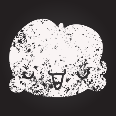 Bir insan tarafından çizilmiş kara tahta tebeşir şirin çizgi film bulutu