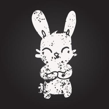 Kara tahta tebeşir, insan tarafından çizilmiş siyah beyaz tavşan.