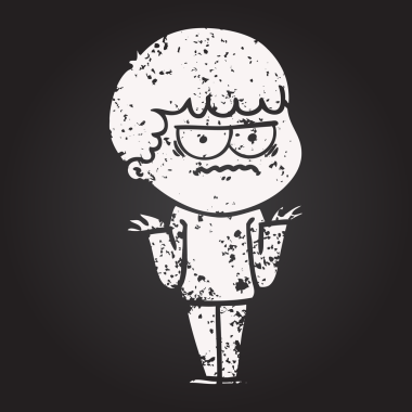 Bir insan tarafından çizilmiş karatahta karikatür kızgın adam