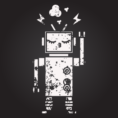 Bir insan tarafından çizilmiş bir robotun karikatürü.