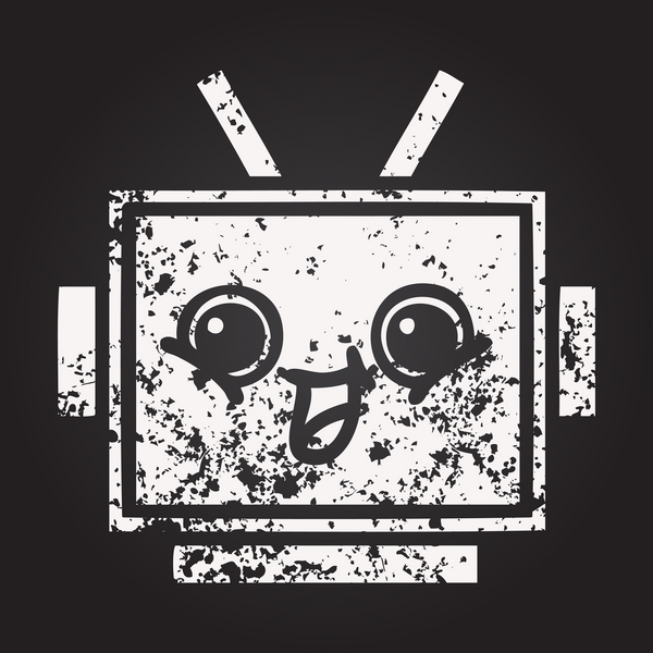 Bir insan tarafından çizilmiş robot kafasının karikatürü.