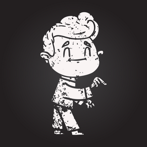 Kara tahta tebeşir mutlu çizgi film adamı bir insan tarafından çizilmiş nokta