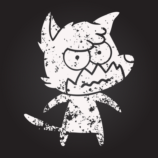 Tahta tebeşir karikatürü, bir insan tarafından çizilmiş tilki.