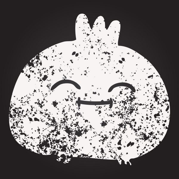 Karatahta tebeşir çizimi, bir insan tarafından çizilmiş mutlu kök sebze.