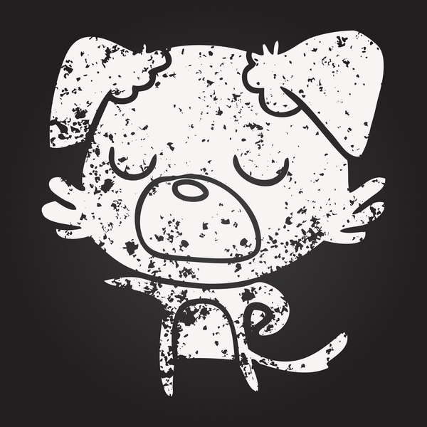 Bir insan tarafından çizilmiş karatahta tebeşirli köpek.