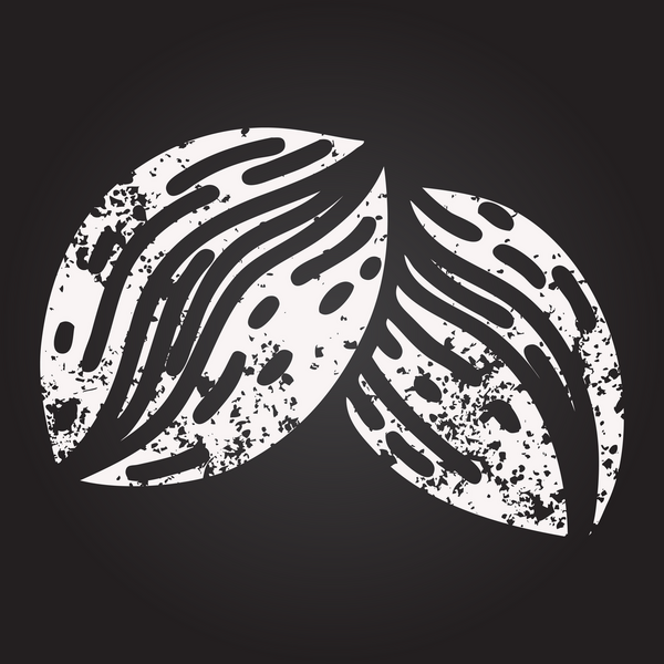 Siyah tebeşir dövmesi. Bir insan tarafından çizilmiş kahve çekirdekleri.