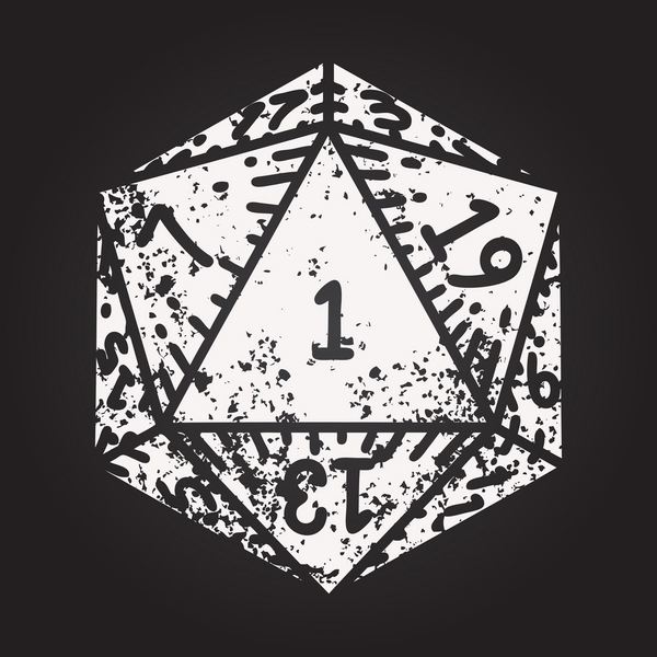 Kara tahta tebeşiri Siyah ve Beyaz Dövme Çizim Biçimi Doğal 1D20 zar bir insan tarafından çizildi