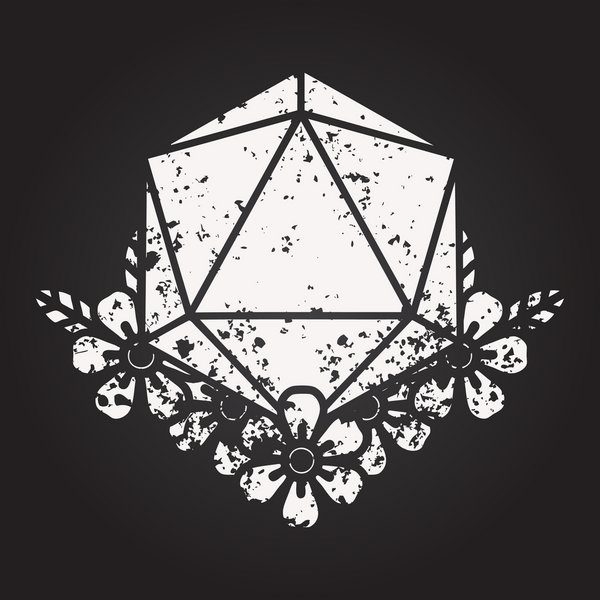 Kara tahta tebeşiri Siyah ve Beyaz Dövme Çizim Biçimi Doğal 20 D20 zar bir insan tarafından çizilmiş çiçek elementleri