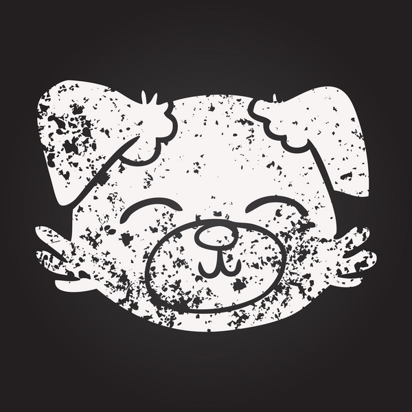 Bir insan tarafından çizilmiş kara tahta tebeşir köpek yüzü.