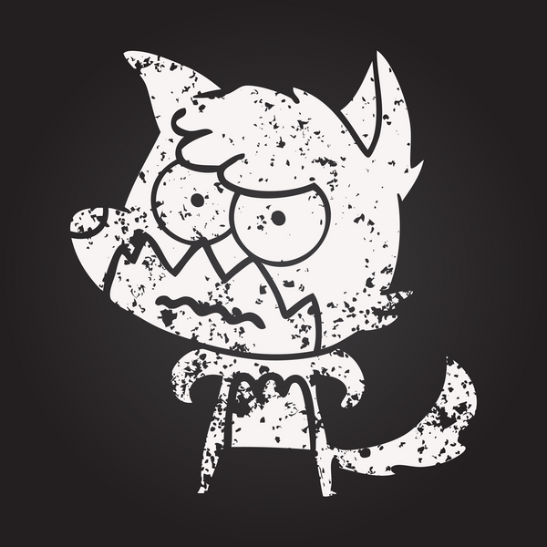 Tahta tebeşir karikatürü, bir insan tarafından çizilmiş tilki.