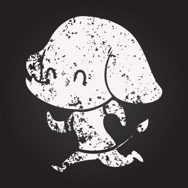 Bir insan tarafından çizilmiş kara tahta tebeşirle çizilmiş şirin bir fil.