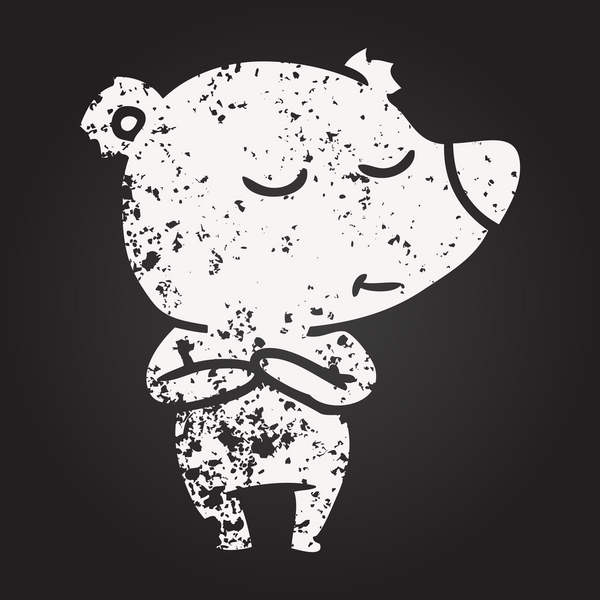 Bir insan tarafından çizilmiş kara tahta tebeşir mutlu çizgi film ayısı.