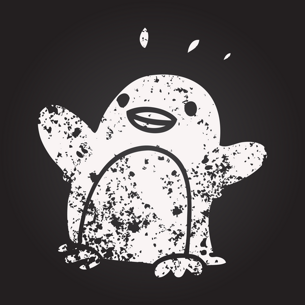 Karatahta tebeşirle çizilmiş bir insan tarafından çizilmiş karikatür noel pengueni