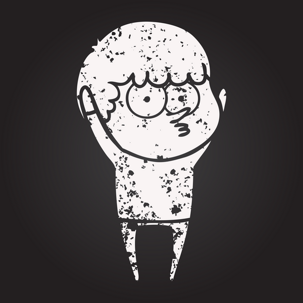 Karatahta tebeşir çizgi filmi Bir insan tarafından çizilmiş meraklı çocuk