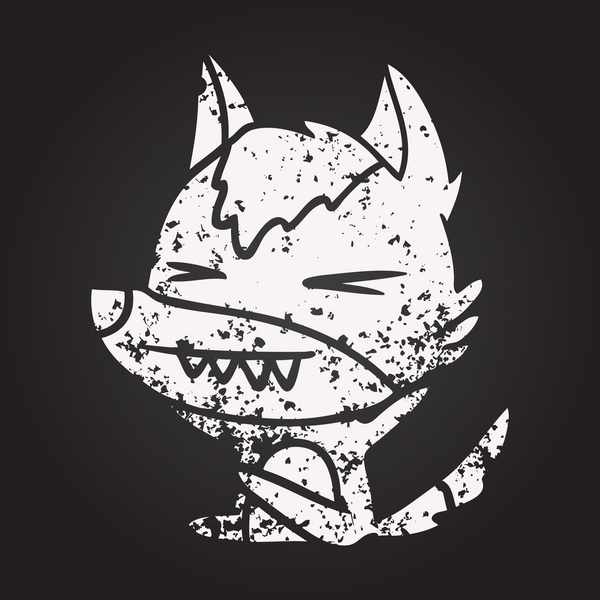 Bir insan tarafından çizilmiş karatahta kızgın kurt çizgi filmi.