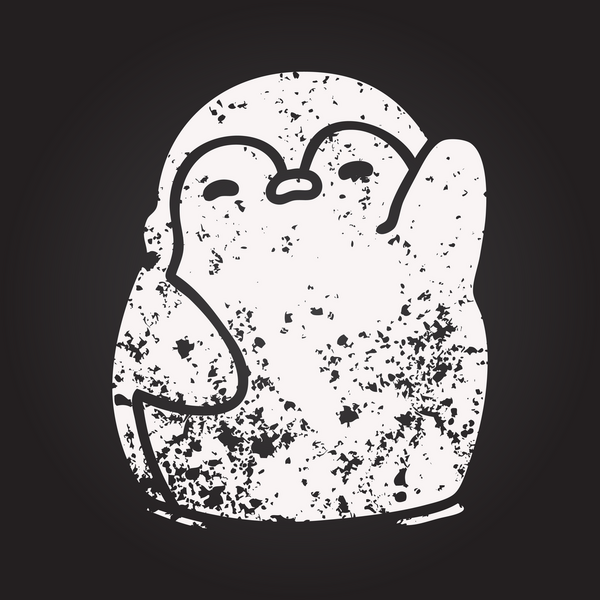 Bir insan tarafından çizilmiş şirin bir penguenin karatahta karalaması.