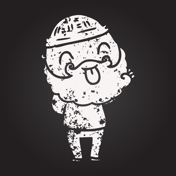 Sakallı tebeşirci bir insan tarafından çizilmiş bir dil.