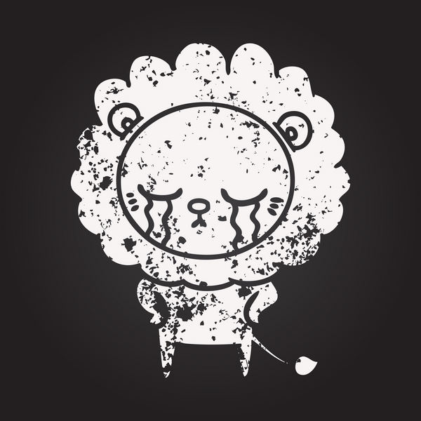 Tahta tebeşirle ağlayan çizgi film aslanı bir insan tarafından çizilmiş.