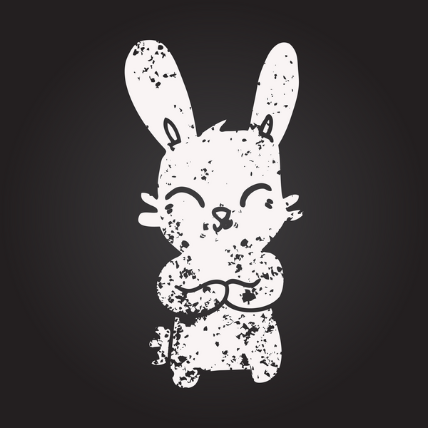Kara tahta tebeşir, insan tarafından çizilmiş siyah beyaz tavşan.