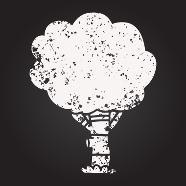 Tahta tebeşir bir insan tarafından çizilmiş karikatür ağacı