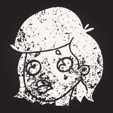 Bir insan tarafından çizilmiş üzgün bir kızın karikatürü.