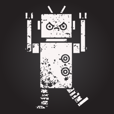 Bir insan tarafından çizilmiş bir robotun karikatürü.