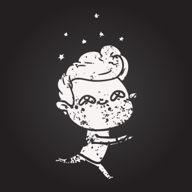 Tahta tebeşir karikatürü bir insan tarafından çizilmiş heyecanlı bir adam