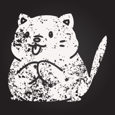 Bir insan tarafından çizilmiş küçük sevimli bir kedinin karatahta karalaması.